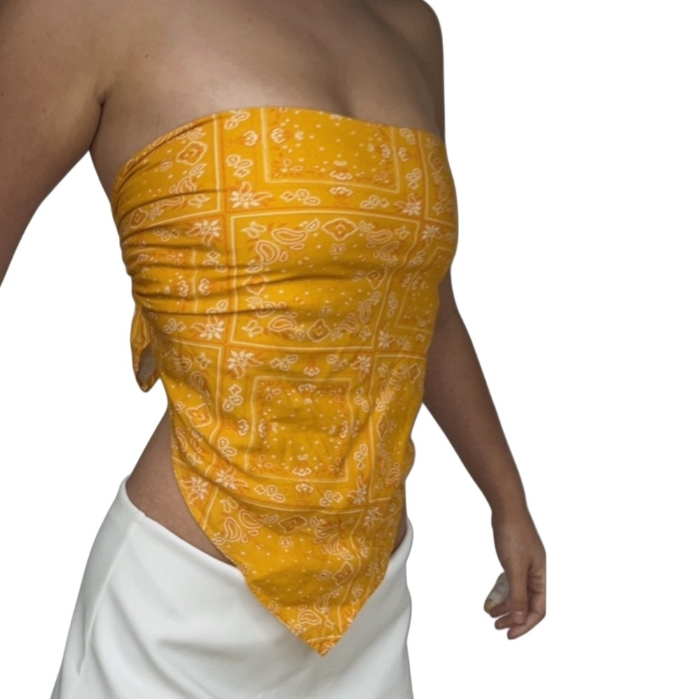 Yellow Gold Bandana Print Scarf Top